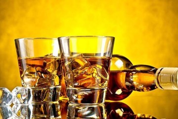 whisky bottle and glasses