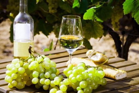 a close up of a bottle of wine on a table